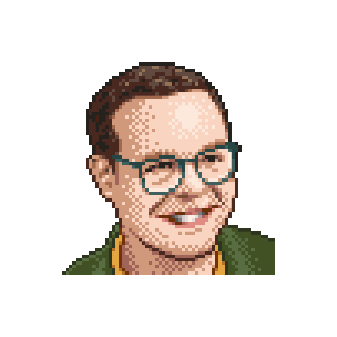 Pixelated image of me, spinning clockwise